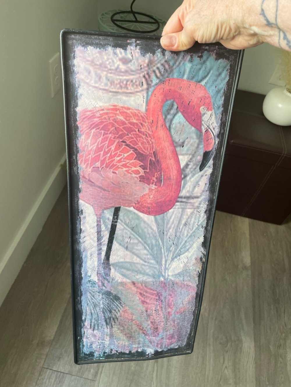Pink Flamingo Metal Wall Art 8"x20" Rectangle